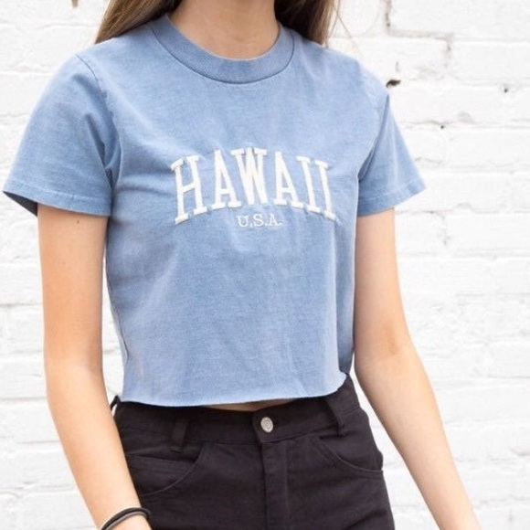 Brandy Melville Hawaii Cropped Tee, one size, blue colour - Picture 4 of 4